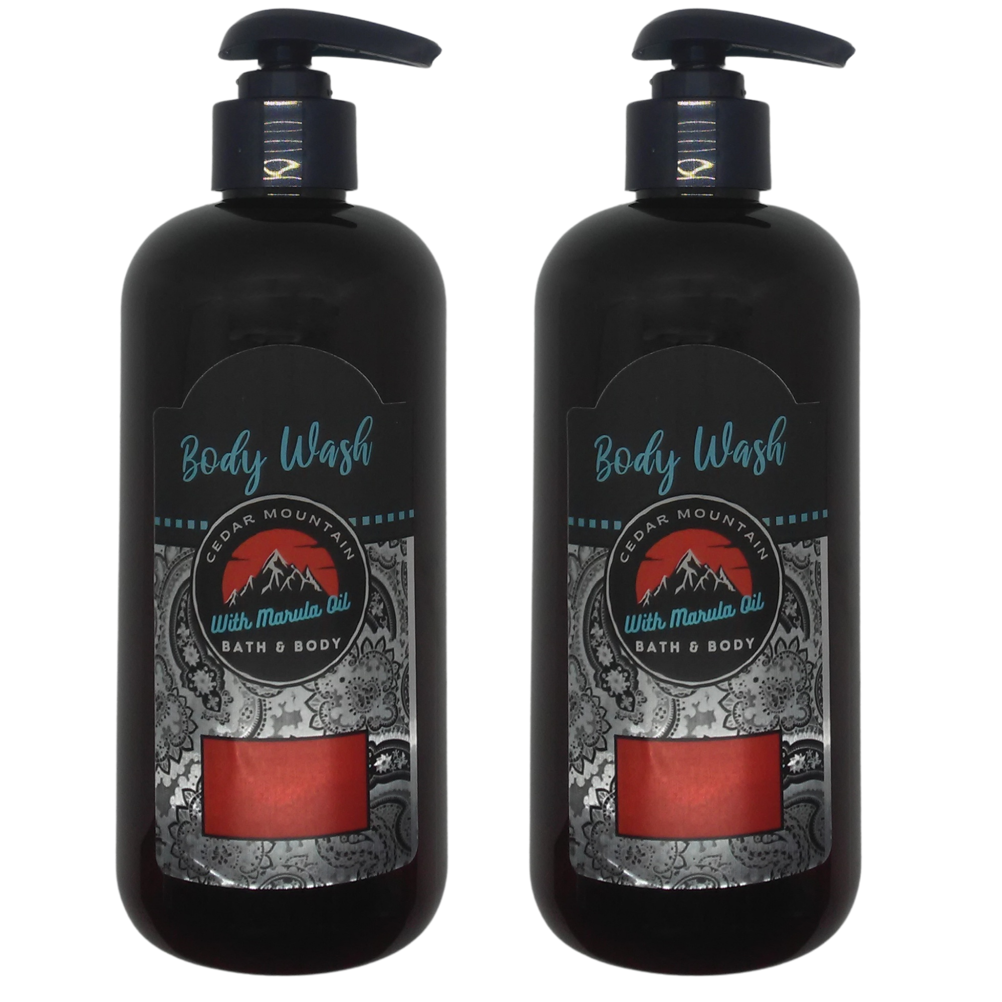 Cedar Mountain Cookies & Cream Scented Body Wash with Marula Oil in a 12 oz bottle, showcasing its creamy texture and inviting scent.